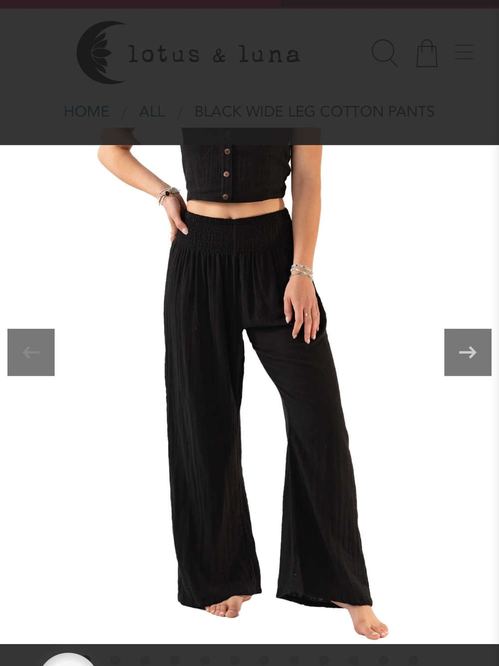 Lotus & luna black lunar sky wide leg pants
